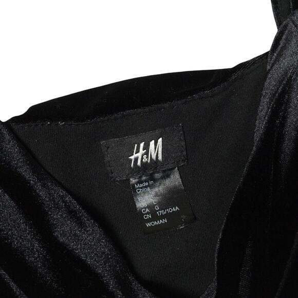 H&M Dress Black Velvet Sleeveless Mini V-Neck Women's Large Party Formal Event - Picture 3 of 6